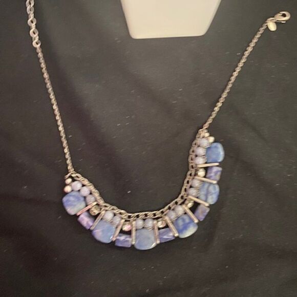 Chico's Blue/Gray Stones silver tone hardware necklace - Picture 2 of 3